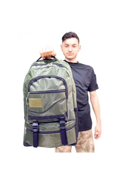 55+10 Litre Genişletilebilir Haki Dağcı Outdoor Kamp Sırt Çantası ürün görseli 1