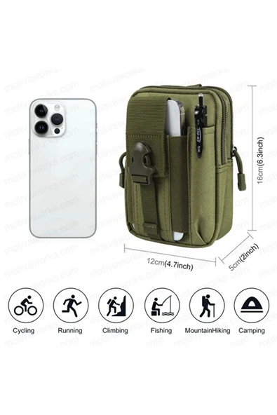 Taktik Haki Modüler Molle Telefon ve Çok Amaçlı Taşıma Çantası ürün görseli 1