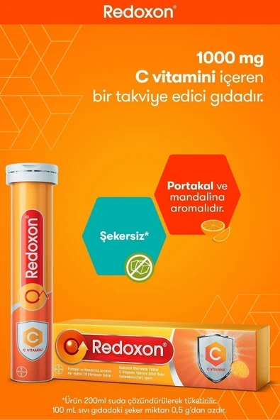 Redoxon C Vitamini 15 Efervesan Tablet x 3 Adet - Resim 2