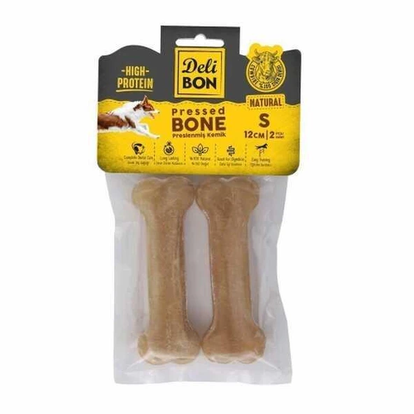Delibon Natürel Deri Pres Kemik Köpek Ödülü 2'li 12 Cm Small ürün görseli 1