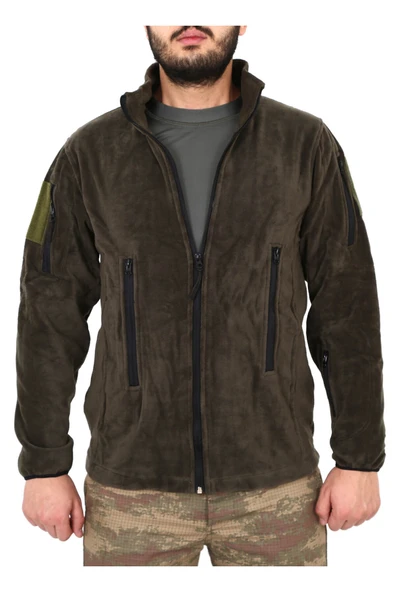 Outdoor Erkek Yeşil Haki Polar Hırka - Tactical Mont Hırka ürün görseli 1