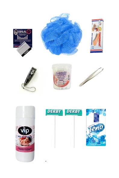 Asker Banyo Seti 10 Parça Tırnak makası banyo lifi ürün görseli 1
