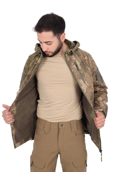 TSK kamuflajlı Tactical Softshell Mont - Resim 5