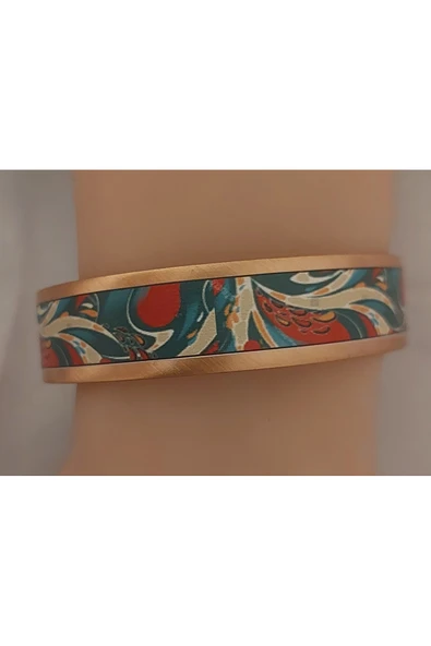 El Yapımı Bakır Bileklik | Etnik Desenli UV Baskı | Unisex Tasarım ürün görseli 1