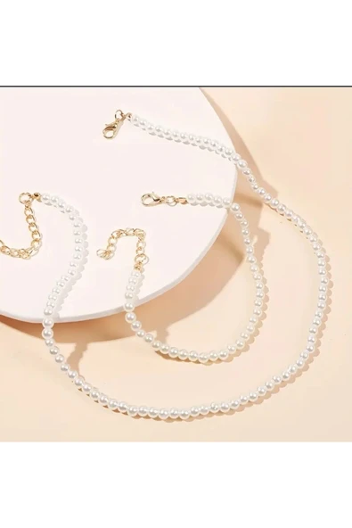 Sade Şık İnci Kolye Bileklik Set - Resim 2