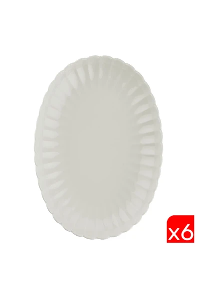 Kütahya Porselen Bone Luz Krem Kayık Tabak 24x17x3cm 6 lı BNLZF24KY00 ürün görseli 1