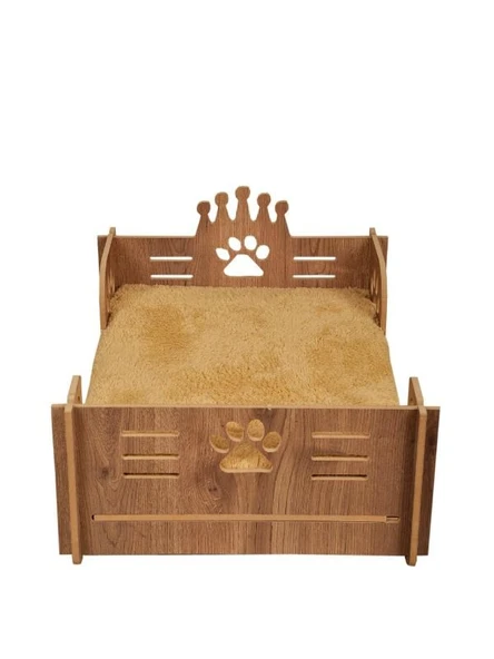 PetyBed Ahşap Dekoratif ve Demonte Süngerli Welsoft Kedi Köpek Yatağı 50x40 Cm ürün görseli 1