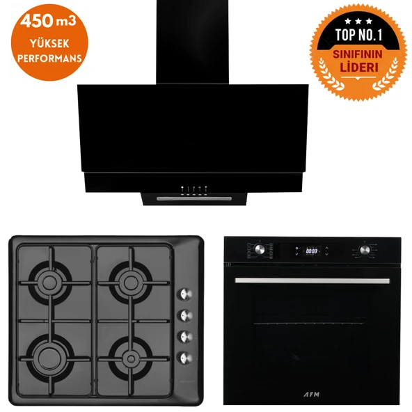Eminçelik ve AFM TECH Markalı /Black One Dijital Turbolu  Ankastre Set ( 31 222 + FM7700 + FM3250 ) ürün görseli 1