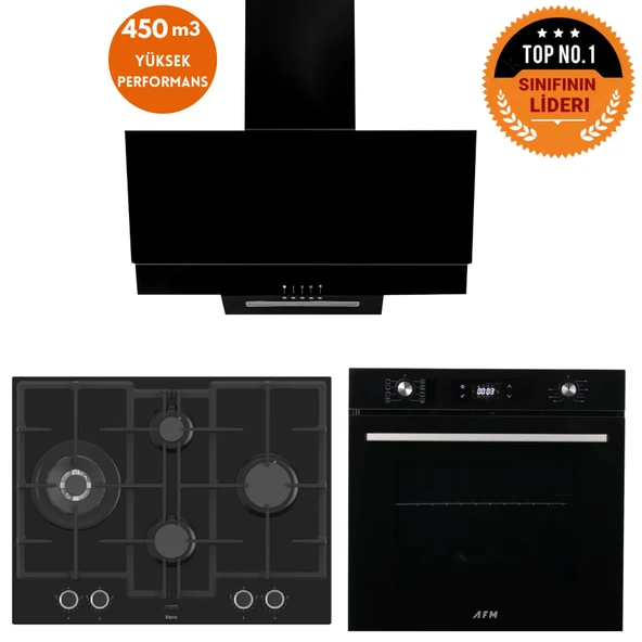Ferre ve AFM Tech MARKA IQ 8 prog. Turbolu Siyah Dijital Ankastre Set (ED075-WFA wok+FM7700+FM3250) ürün görseli 1