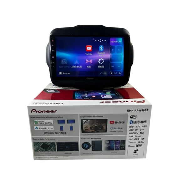 Pioneer Jeep Renegade 2014-2023 Pioneer 4-64 Tam Profesyonel Oem Multimedia 9" ürün görseli 1