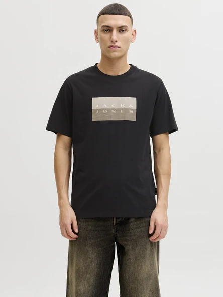 JACK JONES Erkek Kabartma Yazı Desenli Tişört 12289863 ürün görseli 1