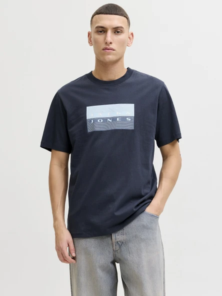 JACK JONES Erkek Kabartma Yazı Desenli Tişört 12289863 ürün görseli 1