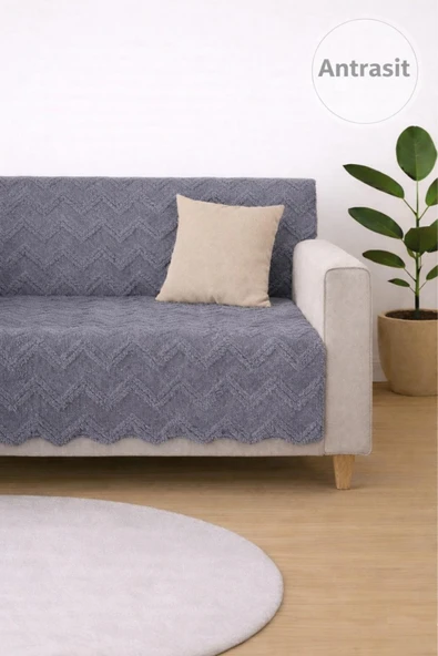SYCAMORE HOME Koltuk Örtüsü 175x215 cm –ZigZag Desen Çekyat Örtüsü, Kaymaz, Yıkanabilir, Lüks Kumaş Şönil Jakarlı ürün görseli 1