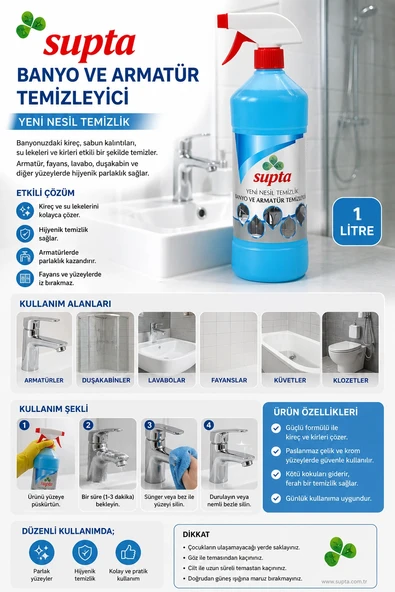 Supta Banyo Ve Armatür Temizleyici 1000 ml ürün görseli 1