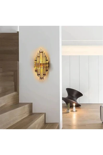 akyzlighting Metal & Cam Gövdeli Kristal Duvar Aplik ürün görseli 1