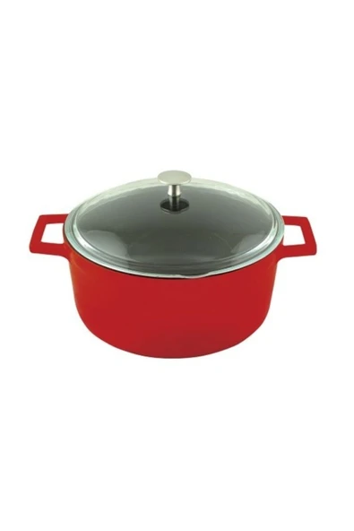 Lava Döküm Yuvarlak Tencere Çap(Ø) 24cm - Glaze Kırmızı Fma02605 ürün görseli 1