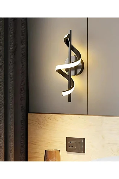 akyzlighting Kıvrık Model Pilli Tak Çalıştır Eskitme Led Aplik PİL DAHİL ürün görseli 1