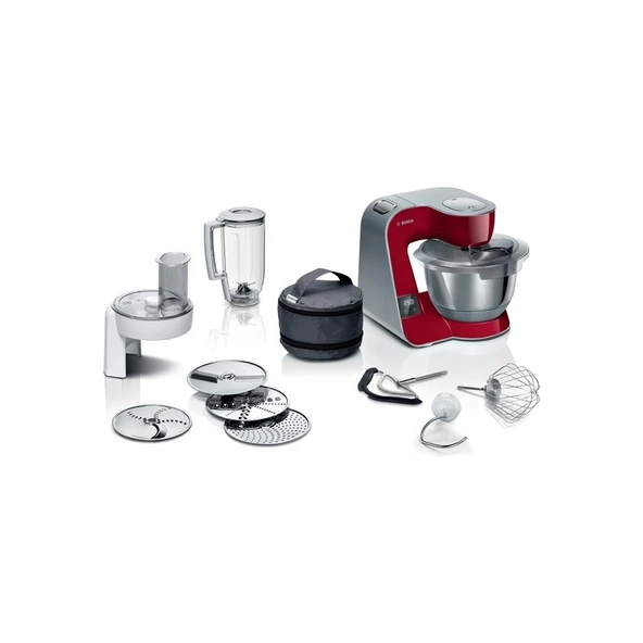 Bosch MUM5X720 Serie 4, Mutfak Makinesi, MUM 5, 1000 W, Kırmızı, Gümüş ürün görseli 1