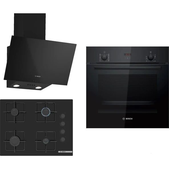 Bosch Siyah 3lü Ankastre Set 317( HBF512BB1T - POP7C6P30O - DWK63PJ60T ( 61T ) ) 67 cm Ocak ürün görseli 1