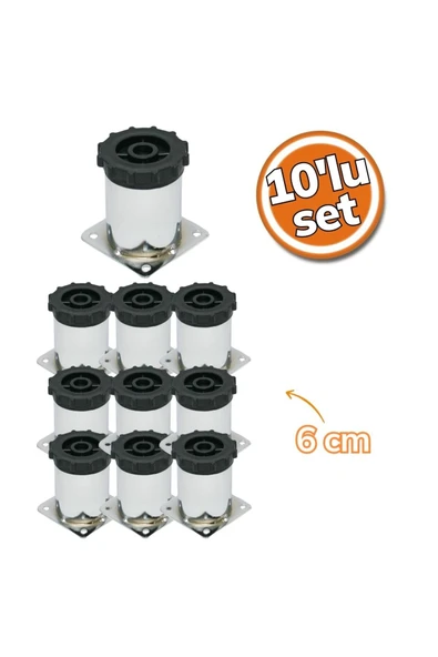SYM Metal Yuvarlak Ayak Krom 6cm 10'lu Set ürün görseli 1