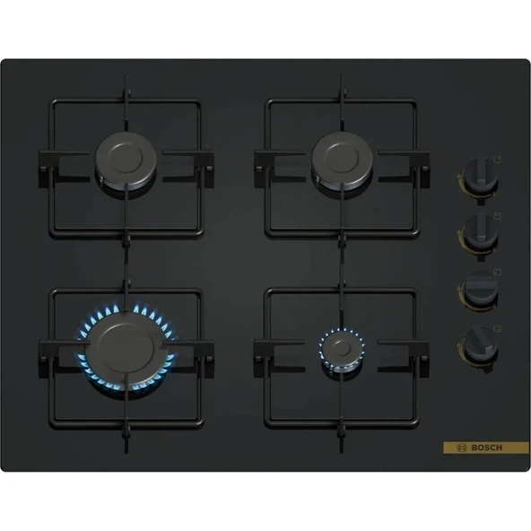Bosch POP6C7O12O Ocak Ankastre Gazlı Sert Cam Neoklasik Siyah ürün görseli 1