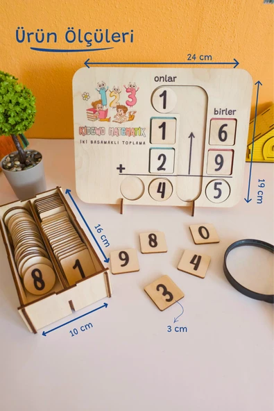 Kidewo İlkokul Matematik + Eğitici Toplama İşlemi Ahşap Oyuncak Etkinlik Seti + Kolay Öğrenme Rakam Bultak ürün görseli 1