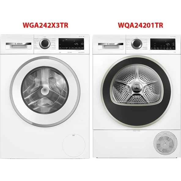 Bosch WGA242X3TR - WQA24201TR 9 kg Çamaşır Kurutma Makinesi 2'li Set ürün görseli 1