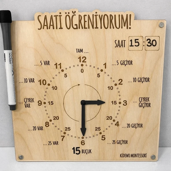 Kidewo Saati Öğreniyorum Kalem Silgi Ahşap Eğitim Seti İlkokul Eğitici Ahşap Oyuncak Etkinlik Seti Öğrenme ürün görseli 1