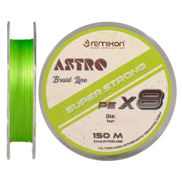 Remixon Astro 8X 150m Chartreuse İp Misina  0.10 mm /  13lb-5.9 kg ürün görseli 1