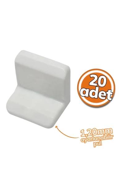 METALİ Metali Dolap Askı Elemanı L Beyaz 1.20 mm 20'li Set ürün görseli 1