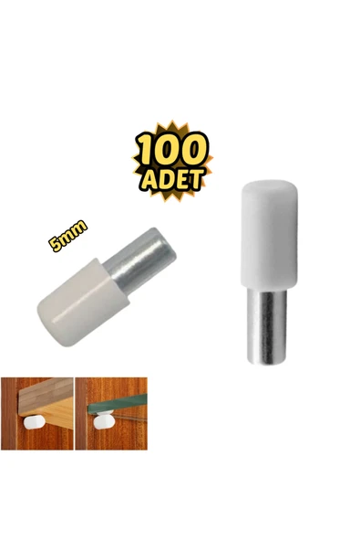 Yahya Plastik Başlı Metal Raf Pimi 5 mm Paslanmaz 100’lü ürün görseli 1