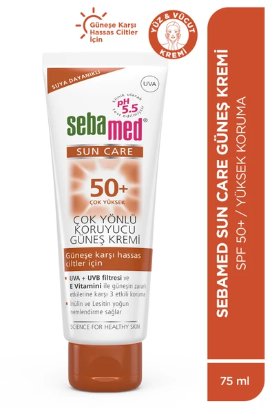 Sebamed Sun Care SPF 50+ UVA / UVB Filtresi ve E Vitamini Üçlü Yüksek Koruma Çok Yönlü Güneş Kremi 75 ml ürün görseli 1