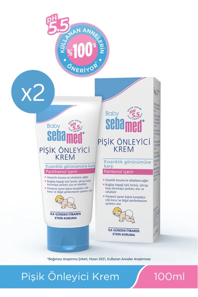 Sebamed Baby pH5.5 Yoğun Nemlendirici Pantenol İçerikli Koruyucu Bebek Pişik Önleyici Krem 100 ml - 2 Adet ürün görseli 1