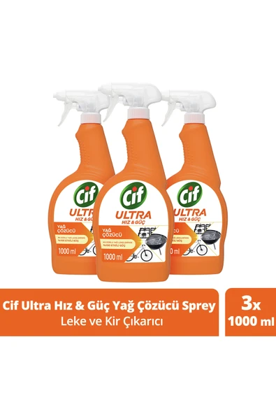 Cif Ultra Hız & Güç Yağ Çözücü Sprey Leke Ve Kir Çıkarıcı 1000 ml ürün görseli 1