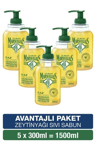 Le Petit Marseillais Saf Sıvı Sabun Zeytinyağı 300 Ml X5 Avantajlı Paket ürün görseli 1
