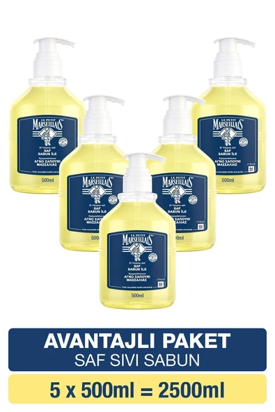 Le Petit Marseillais Saf Sıvı Sabun Zeytinyağı 500 ml x5 Avantajlı Paket ürün görseli 1
