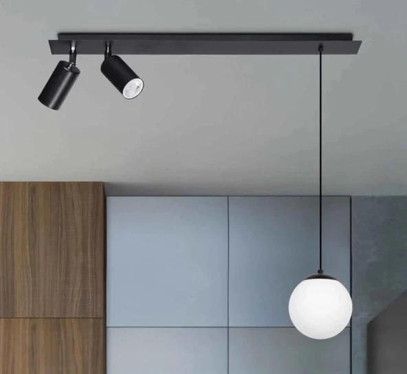 Rsylight Retro Masa Üstü 3 lü 180Derce Ledli Beyaz opal Camlı Sarkıt Led Spot beyaz Ampüllü ürün görseli 1