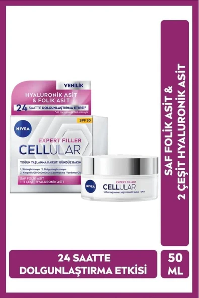 NIVEA Expert Filler Yoğun Yaşlanma Karşıtı Gündüz Bakım Kremi 50ml, SPF30 Güneş Koruması, Hyaluronik Asit ürün görseli 1