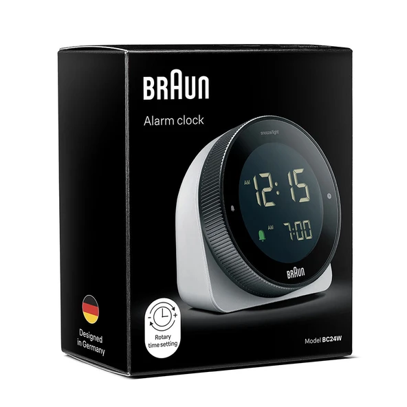 BRAUN BC24W BEYAZ DOKUNMATİK EKRANLI DİJİTAL ALARMLI MASA SAATi ürün görseli 1