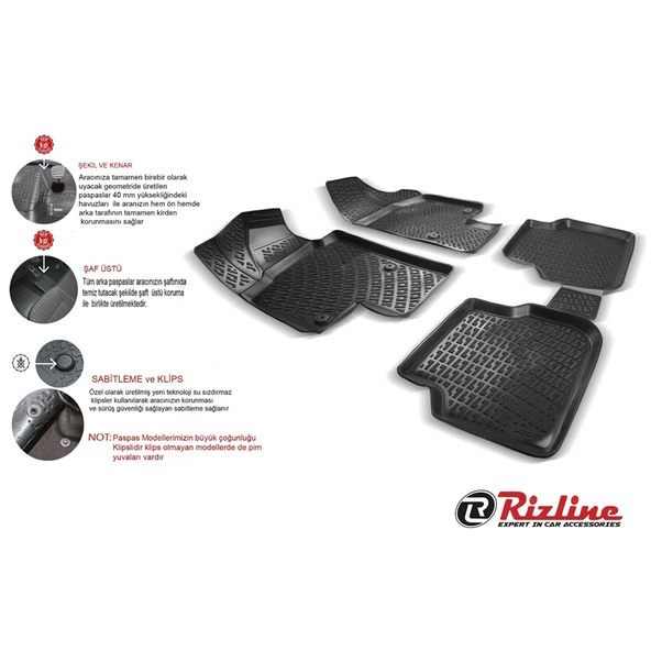Rizline Ford Focus 2 2005-2010 3D Havuzlu Paspas - Resim 2