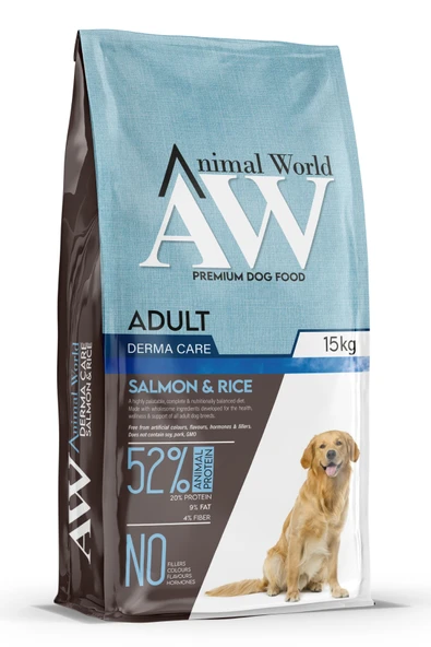Animal World Premium Somonlu ve Pirinçli Yetişkin Köpek Maması 15 Kg ürün görseli 1