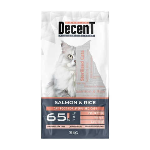 Decent Premium Somonlu ve Pirinçli Kısırlaştırılmış Yetişkin Kedi Maması 15 Kg ürün görseli 1