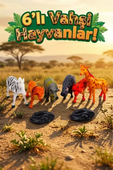 6 Parça Vahşi Hayvanlar Alemi Figür Seti - Eğitici Safari Oyuncak Paketi ürün görseli 1