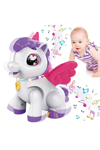 Eğitici Müzikli Işıklı Hareketli Unicorn Emekleme Arkadaşım - Bebek Yürüyüş ve Emekleme Oyuncağı ürün görseli 1