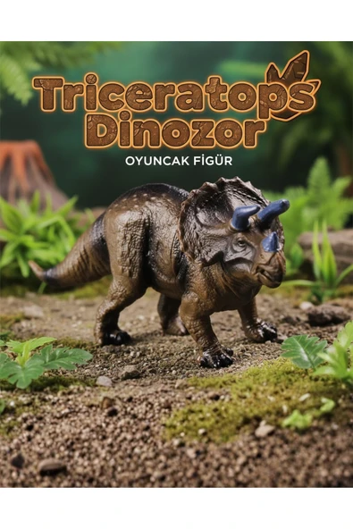 Triceratops Dinozor Oyuncak Figür - Orta Boy Eğitici Hayvan Figürü (20 cm) ürün görseli 1