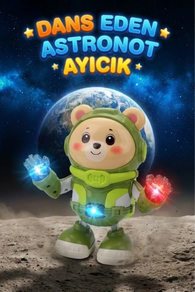 Dans Eden Astronot Ayıcık Robot - Işıklı Müzikli ve Hareketli Uzay Temalı Eğlenceli Oyuncak ürün görseli 1
