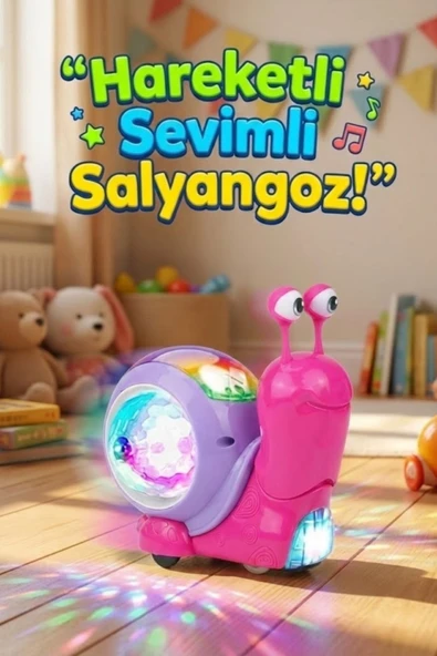 Hareketli Işıklı Müzikli Salyangoz Oyuncak - Bebek Emekleme Yardımcısı Eğitici Yürüyen Salyangoz ürün görseli 1