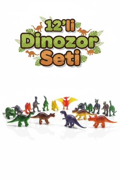 12'li Paket Mini Dinozor Oyuncak Seti - Eğitici Hayvan Figürleri - Çocuklar İçin Plastik Figür Seti ürün görseli 1