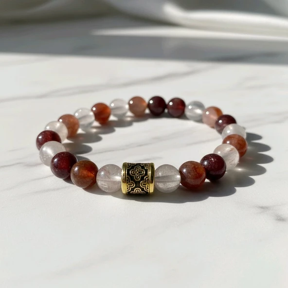 Orijinal Ateş Kuvars (Fire Quartz) Doğal Taş Bileklik ürün görseli 1