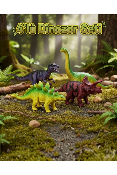 4'lü Dinozor Seti Oyuncak Gerçekçi Hayvan Figürleri Eğitici Oyun Seti ürün görseli 1